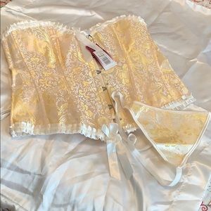 NWT yellow corset and matching thong